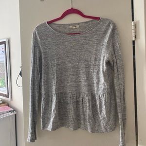 Madewell Gray Longsleeve Peplum top